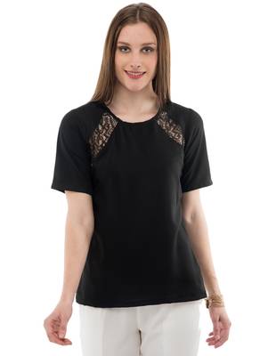 Women's Crepe Net Black Casual Top 1