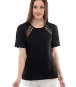 Women's Crepe Net Black Casual Top