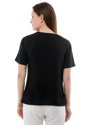 Women's Crepe Net Black Casual Top 3