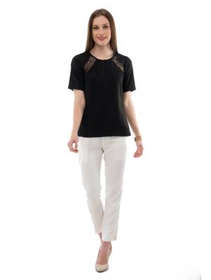 Women's Crepe Net Black Casual Top 5