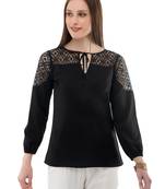 Women's Crepe Net Black Casual Top