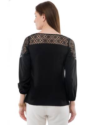 Women's Crepe Net Black Casual Top 3