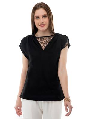 Women's  Crepe Net Black Casual Top 1