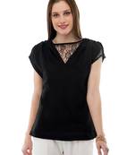 Women's  Crepe Net Black Casual Top