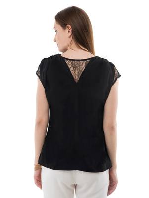 Women's  Crepe Net Black Casual Top 3