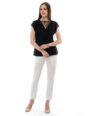 Women's  Crepe Net Black Casual Top 5