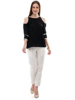 Women's Crepe Black Casual Top 5