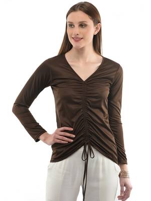 Women's Viscose Brown Casual Top 1
