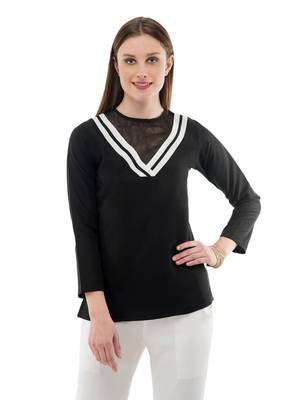 Women's Crepe Net Black Casual Top 1