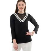 Women's Crepe Net Black Casual Top