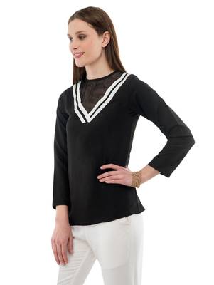 Women's Crepe Net Black Casual Top 2