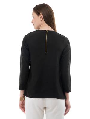 Women's Crepe Net Black Casual Top 3