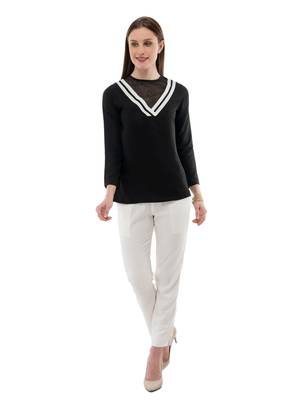 Women's Crepe Net Black Casual Top 5