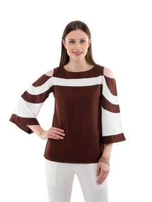 Women's Crepe Brown Casual Top 1