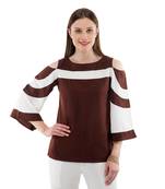 Women's Crepe Brown Casual Top