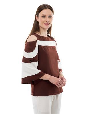 Women's Crepe Brown Casual Top 2