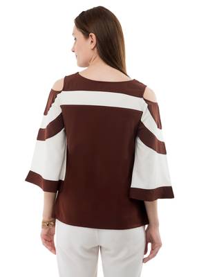 Women's Crepe Brown Casual Top 3