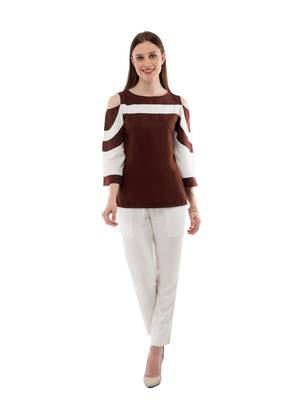 Women's Crepe Brown Casual Top 5