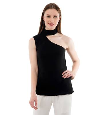 Women's Viscose Black Casual Top 1