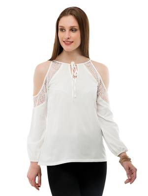 Women's Crepe Net Off-White Casual Top 1