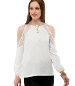 Women's Crepe Net Off-White Casual Top