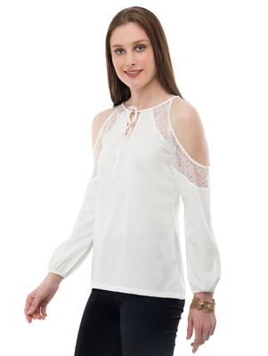 Women's Crepe Net Off-White Casual Top 2