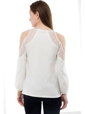 Women's Crepe Net Off-White Casual Top 3