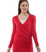 Women's Viscose Red Casual Top