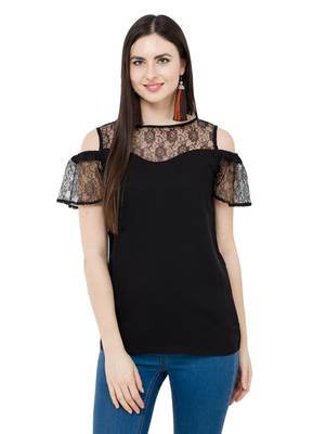 Black plain Crepe tops 1