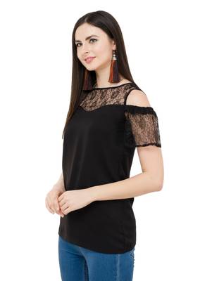 Black plain Crepe tops 2