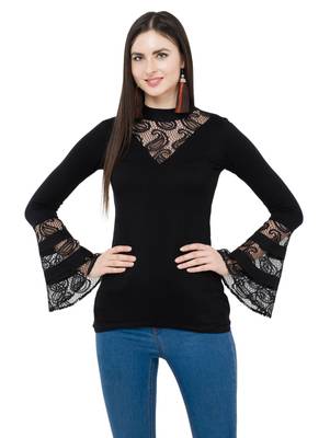 Black plain Viscose tops 1