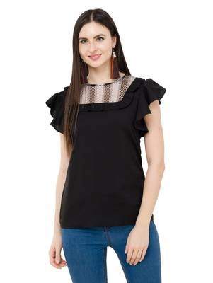 Black plain Crepe tops 1