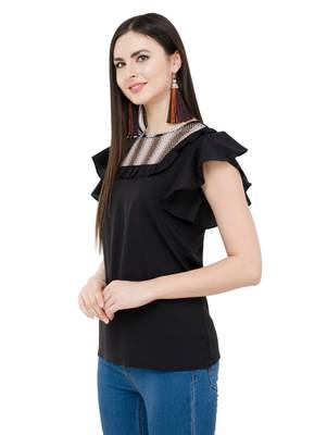 Black plain Crepe tops 2