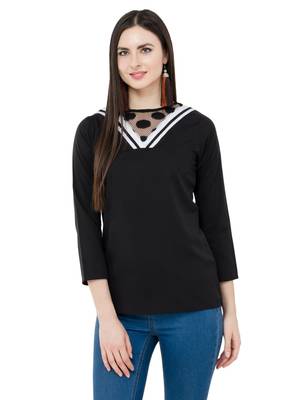 Black plain Crepe tops 1