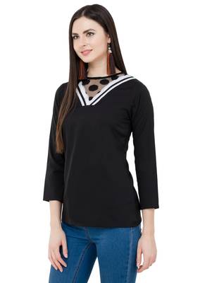 Black plain Crepe tops 2