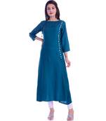 Blue Color Rayon Fabric A-Line Kurti