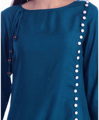 Blue Color Rayon Fabric A-Line Kurti 4