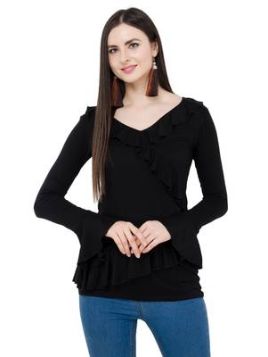 Black plain Viscose tops 1