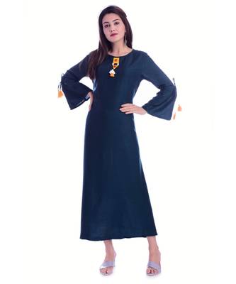 Blue Color Rayon Fabric A-Line Kurti 1