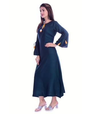 Blue Color Rayon Fabric A-Line Kurti 3