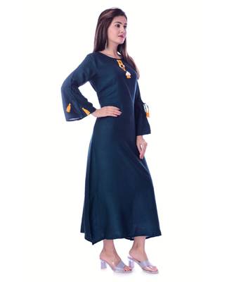 Blue Color Rayon Fabric A-Line Kurti 5