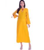 Yellow Color Rayon Fabric A-Line Kurti
