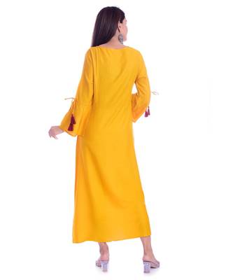 Yellow Color Rayon Fabric A-Line Kurti 2