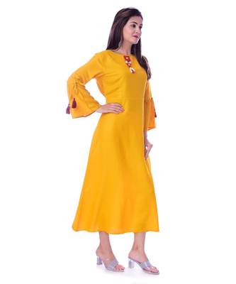 Yellow Color Rayon Fabric A-Line Kurti 5