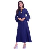Navy Blue Color Rayon Fabric A-Line Kurti
