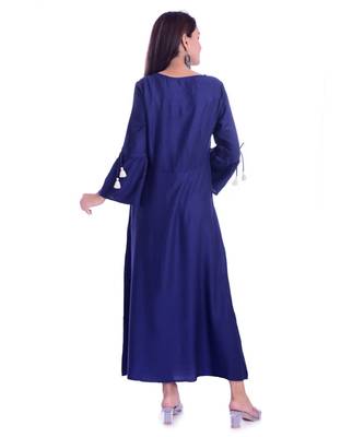 Navy Blue Color Rayon Fabric A-Line Kurti 2