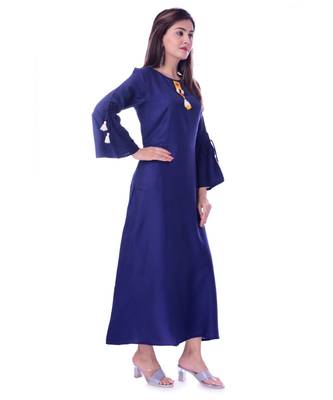 Navy Blue Color Rayon Fabric A-Line Kurti 5