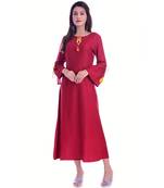 Maroon Color Rayon Fabric A-Line Kurti