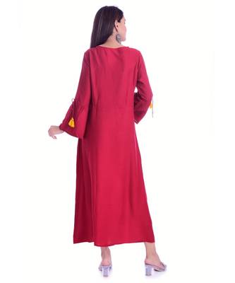 Maroon Color Rayon Fabric A-Line Kurti 2