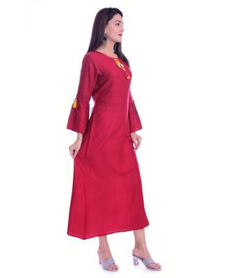 Maroon Color Rayon Fabric A-Line Kurti 3